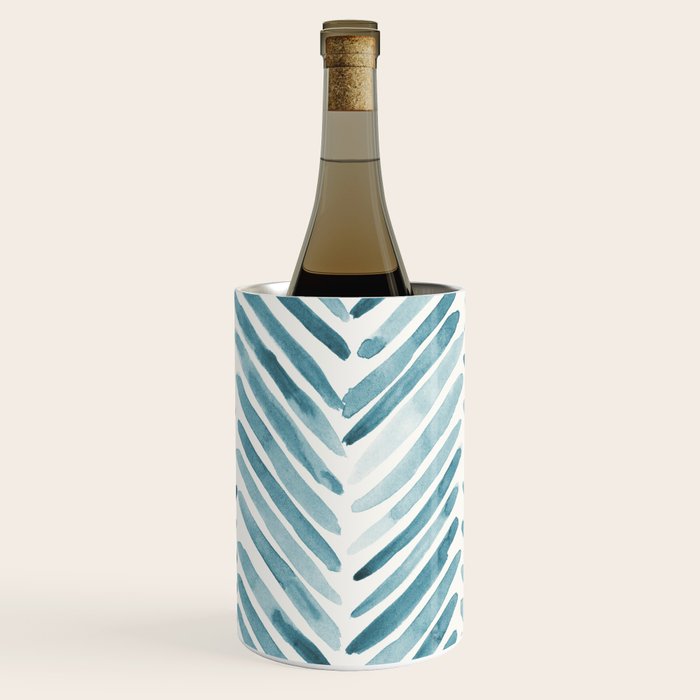Turquoise herringbone - watercolor Wine Chiller Gallery Image 1