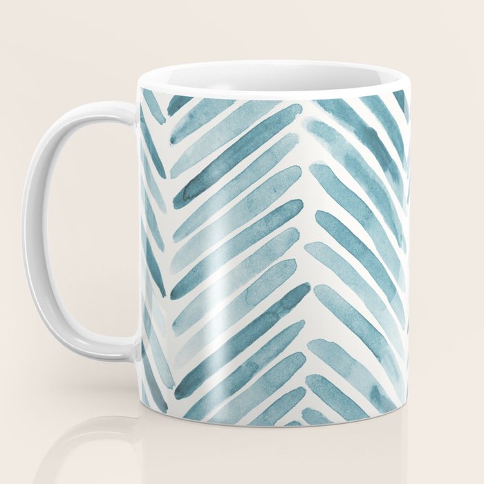Turquoise herringbone - watercolor Coffee Mug Gallery Image 3