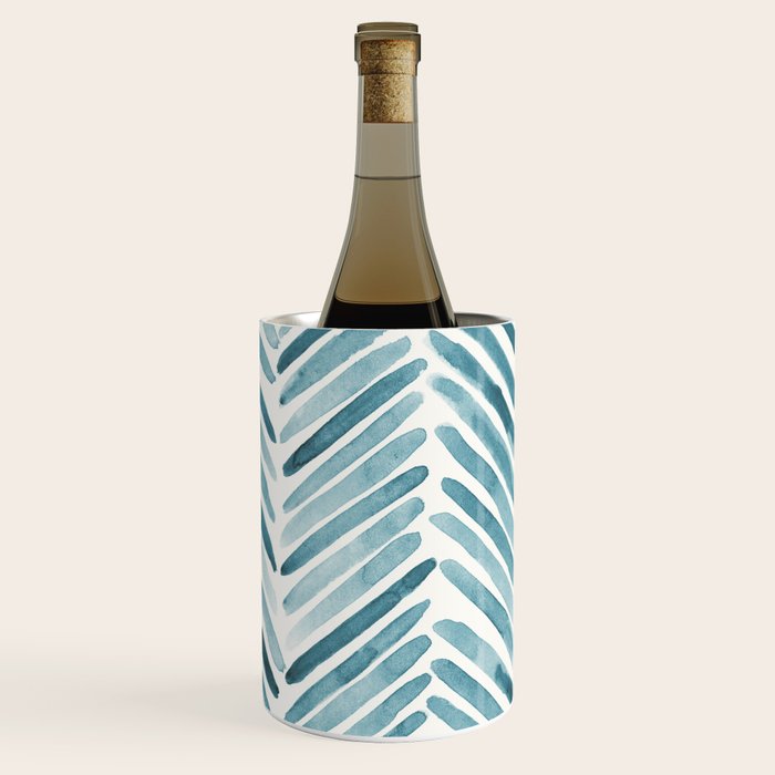 Turquoise herringbone - watercolor Wine Chiller Gallery Image 2