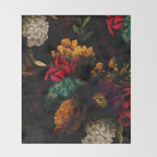 Midnight Hours Dark Vintage Flowers Garden Throw Blanket Gallery Image 2