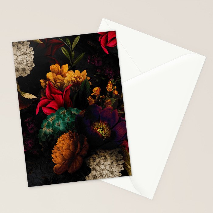 Midnight Hours Dark Vintage Flowers Garden Stationery Card Gallery Image 2