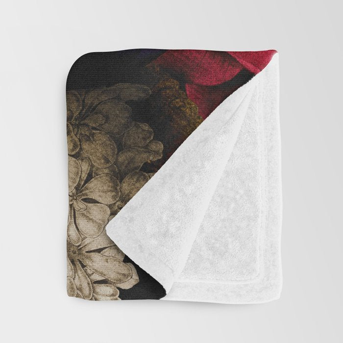 Midnight Hours Dark Vintage Flowers Garden Throw Blanket Gallery Image 3