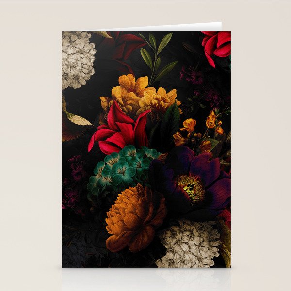 Midnight Hours Dark Vintage Flowers Garden Stationery Card Gallery Image 1