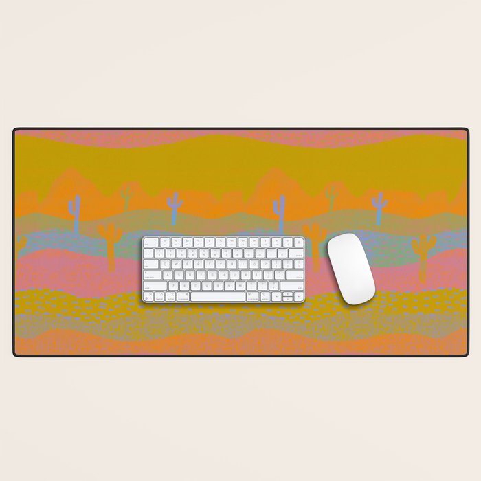 Vintage Western Desert Landscape in Dusty Neon Desk Mat Gallery Image 1