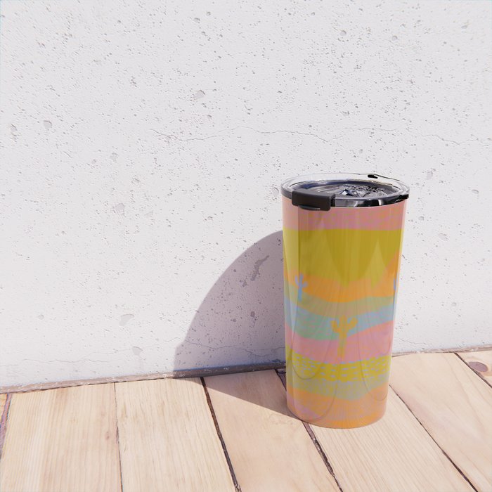 Vintage Western Desert Landscape in Dusty Neon Travel Mug Gallery Image 4