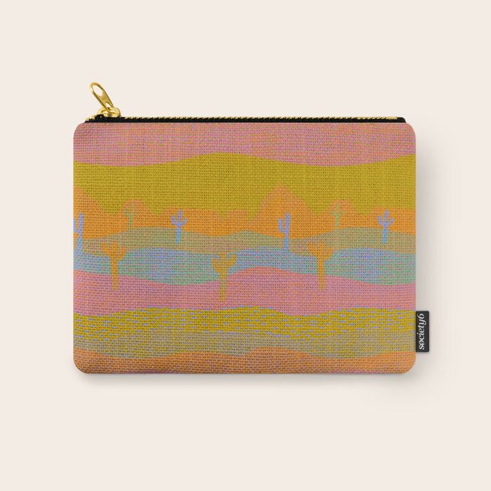 Vintage Western Desert Landscape in Dusty Neon Carry All Pouch Gallery Image 1