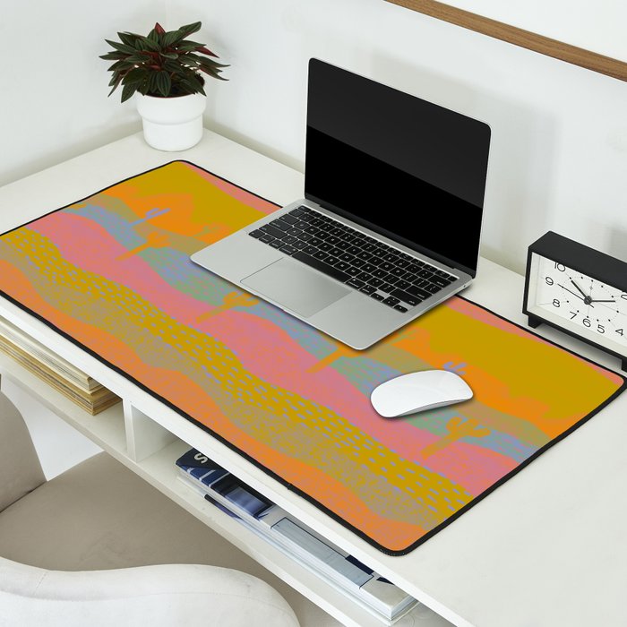 Vintage Western Desert Landscape in Dusty Neon Desk Mat Gallery Image 2