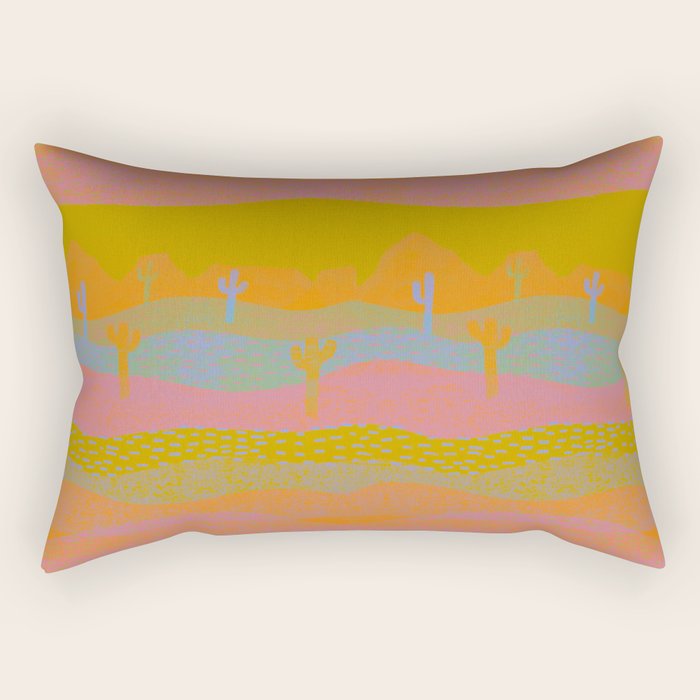 Vintage Western Desert Landscape in Dusty Neon Rectangular Pillow Gallery Image 2