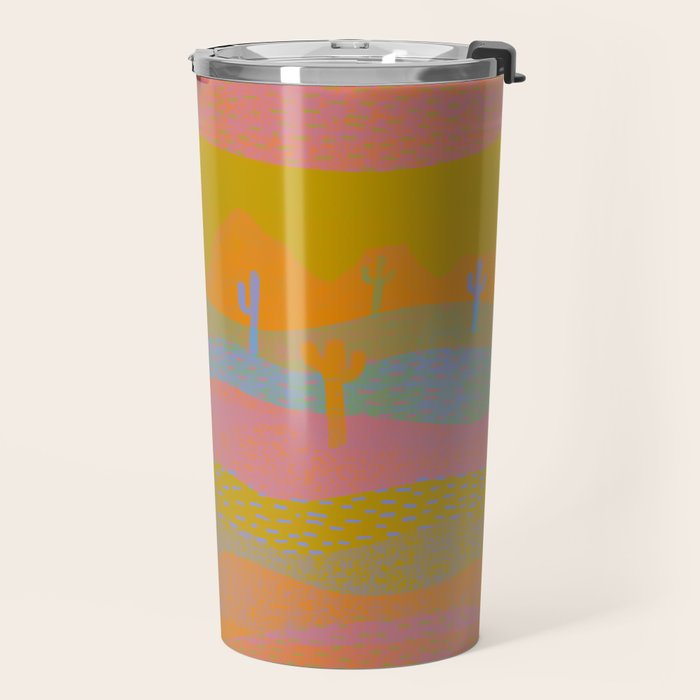 Vintage Western Desert Landscape in Dusty Neon Travel Mug Gallery Image 2