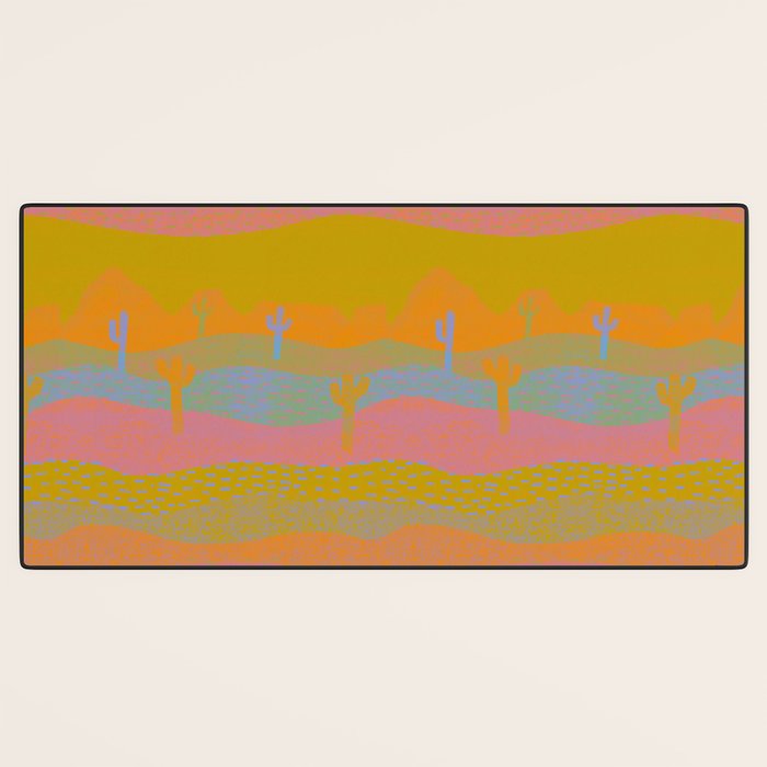 Vintage Western Desert Landscape in Dusty Neon Desk Mat Gallery Image 3