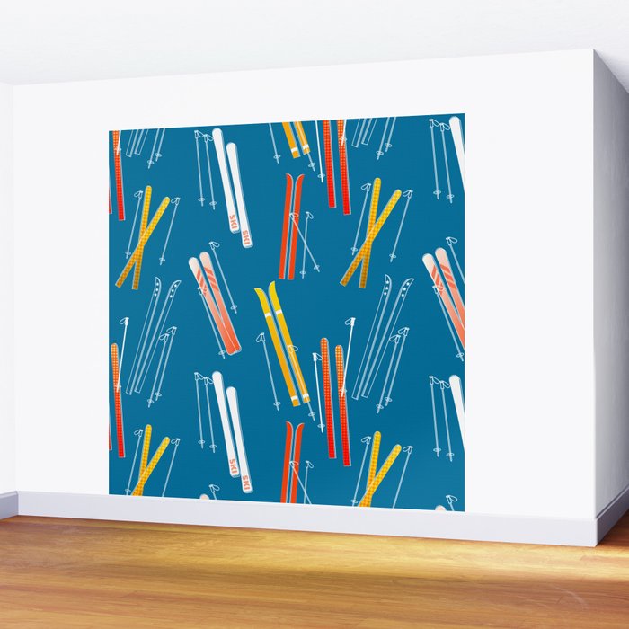 Colorful Ski Pattern Wall Mural Gallery Image 2