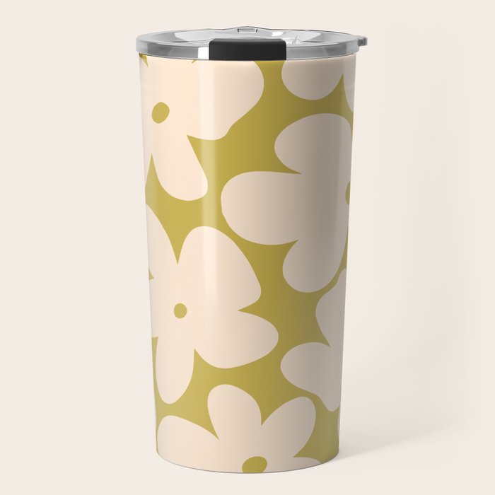 Yellow and Cream - 70's Daisy Travel Mug Gallery Image 1