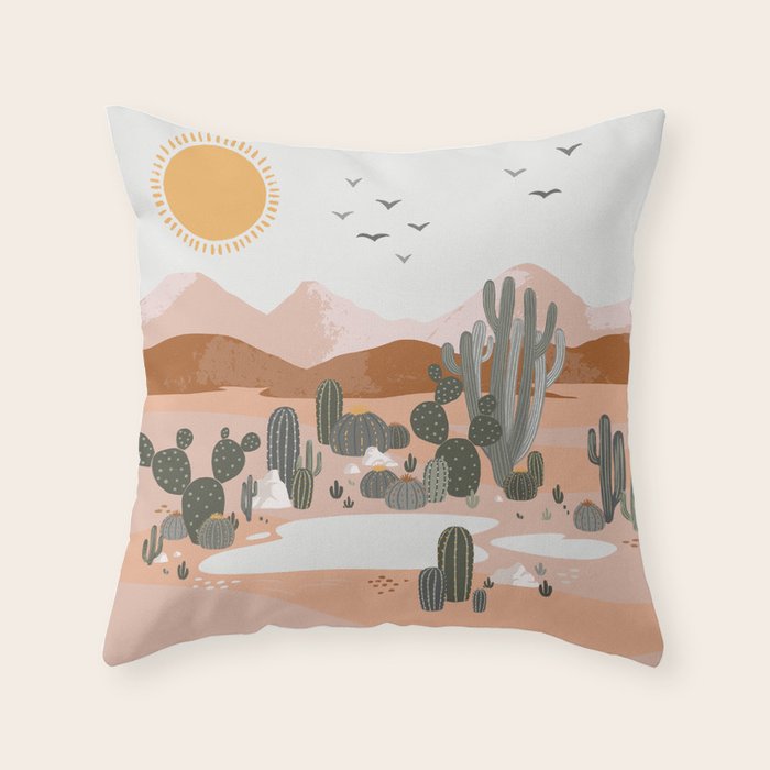 Desert Landscape Oasis Throw Pillow Gallery Image 6