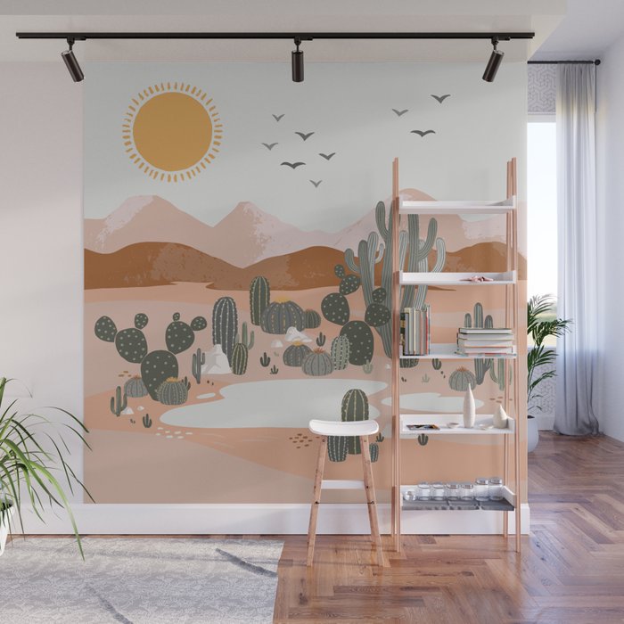 Desert Landscape Oasis Wall Mural Gallery Image 1