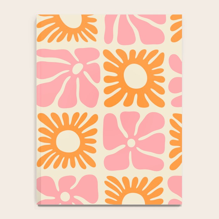 Retro checkered flower mosaic art pattern Notebook Gallery Image 4