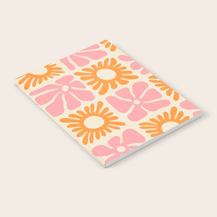 Retro checkered flower mosaic art pattern Notebook Gallery Image 2