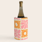 Retro checkered flower mosaic art pattern Wine Chiller Gallery Image 1