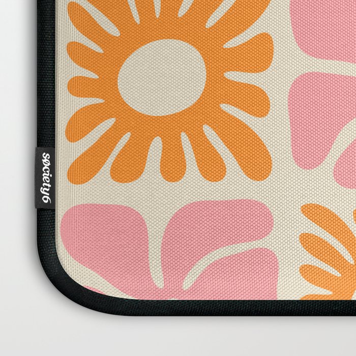 Retro checkered flower mosaic art pattern Laptop Sleeve Gallery Image 3