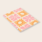 Retro checkered flower mosaic art pattern Notebook Gallery Image 3