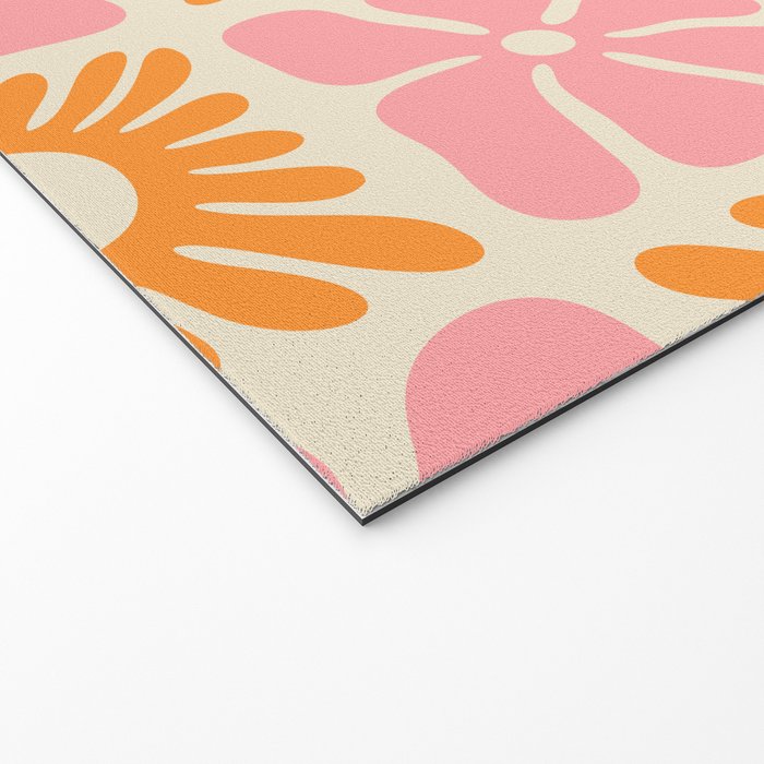 Retro checkered flower mosaic art pattern Welcome Mat Gallery Image 2