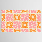 Retro checkered flower mosaic art pattern Tablecloth Gallery Image 2