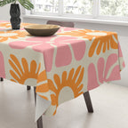 Retro checkered flower mosaic art pattern Tablecloth Gallery Image 3