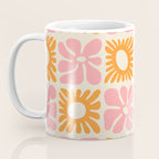 Retro checkered flower mosaic art pattern Coffee Mug Gallery Image 3