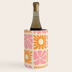 Retro checkered flower mosaic art pattern Wine Chiller Gallery Image 3