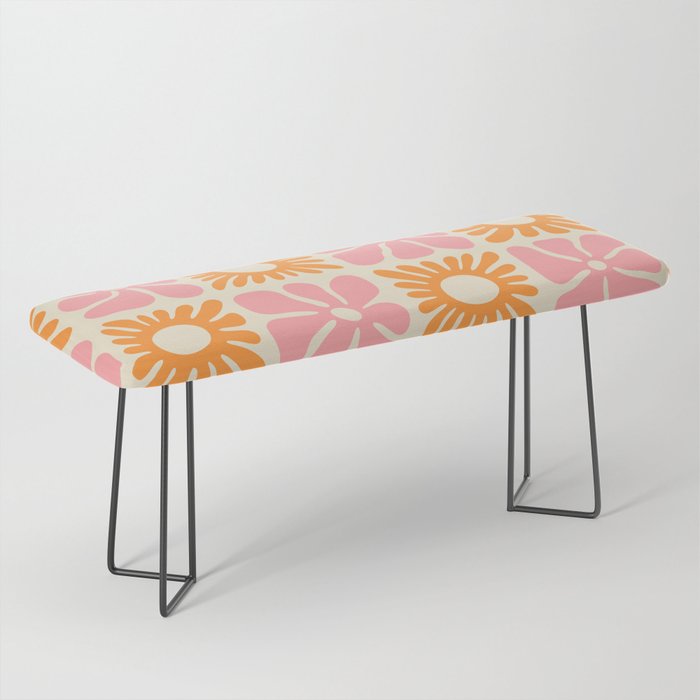 Retro checkered flower mosaic art pattern Bench Gallery Image 1