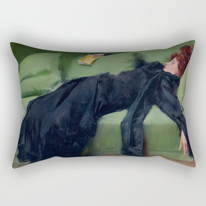 Decadent Young Woman after the Dance Rectangular Pillow Gallery Image 1