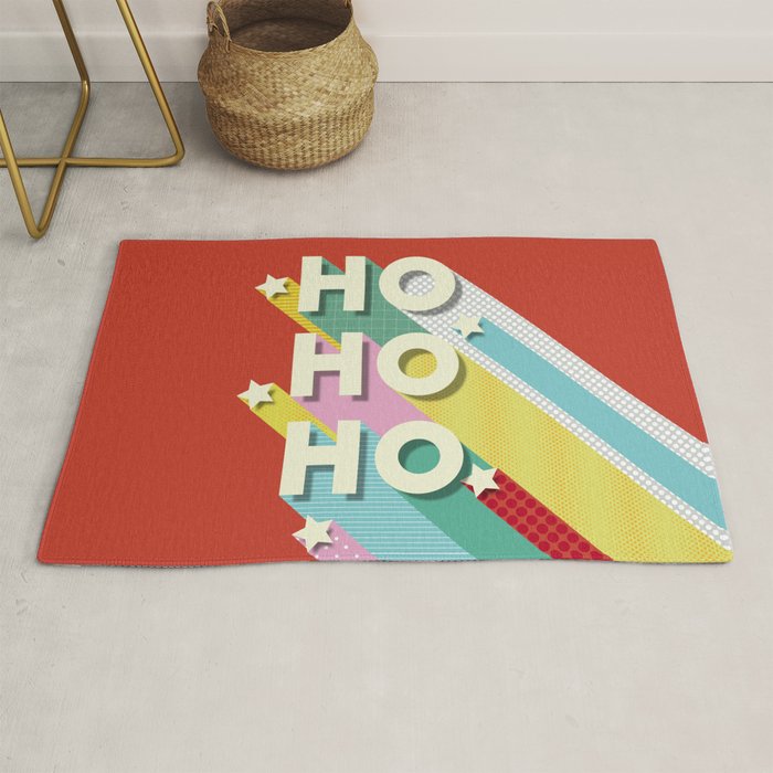 Ho Ho Ho Christmas typography Rug Gallery Image 1