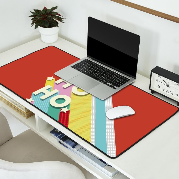 Ho Ho Ho Christmas typography Desk Mat Gallery Image 2