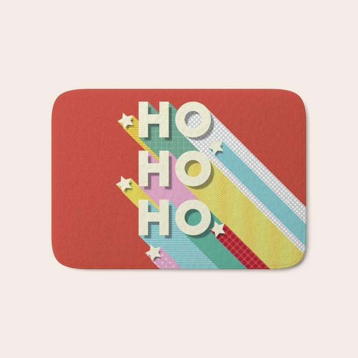 Ho Ho Ho Christmas typography Bath Mat Gallery Image 1