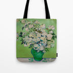 White Rose In A Vase Vincent van Gogh 1890 Oil on Canvas Still Life With Floral Arrangement Tote Bag Gallery Image 1
