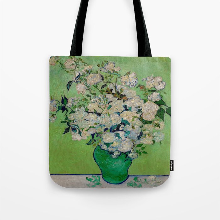 White Rose In A Vase Vincent van Gogh 1890 Oil on Canvas Still Life With Floral Arrangement Tote Bag Gallery Image 1