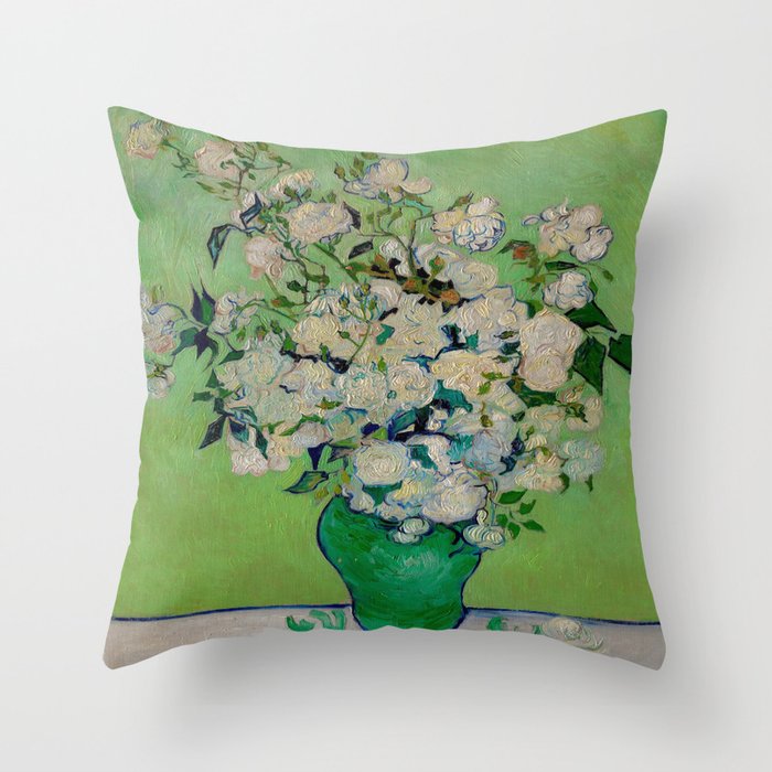 White Rose In A Vase Vincent van Gogh 1890 Oil on Canvas Still Life With Floral Arrangement Throw Pillow Gallery Image 1