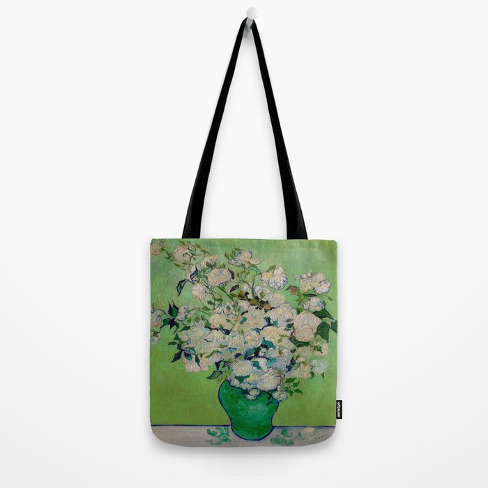White Rose In A Vase Vincent van Gogh 1890 Oil on Canvas Still Life With Floral Arrangement Tote Bag Gallery Image 2