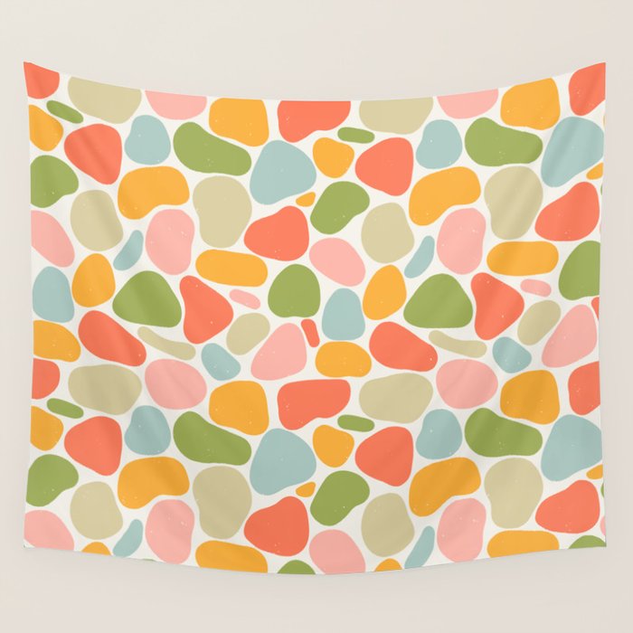 Colorful organic shape art pattern Wall Tapestry Gallery Image 1