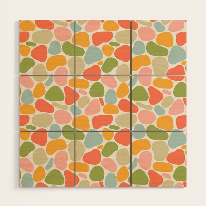 Colorful organic shape art pattern Wood Wall Art Gallery Image 1