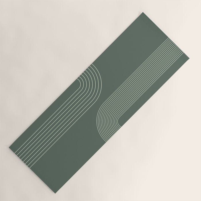 Geometric Lines in Sage Green 5 (Rainbow Abstraction) Yoga Mat Gallery Image 1