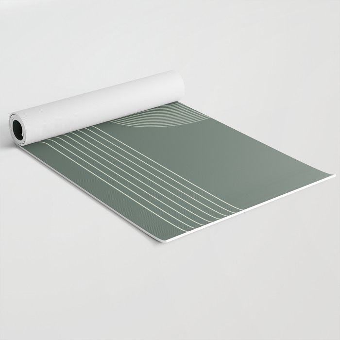 Geometric Lines in Sage Green 5 (Rainbow Abstraction) Yoga Mat Gallery Image 2