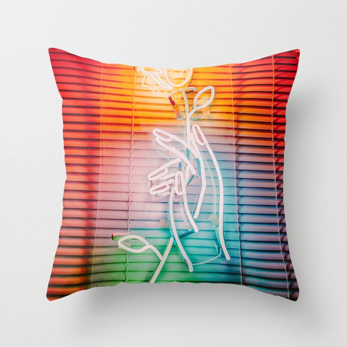 NEON ROSE Throw Pillow Gallery Image 1