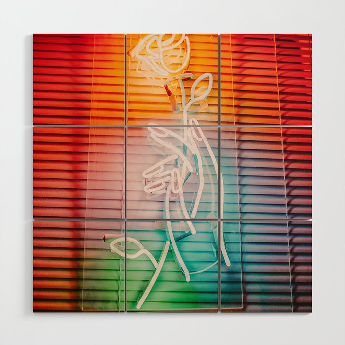 NEON ROSE Wood Wall Art Gallery Image 1