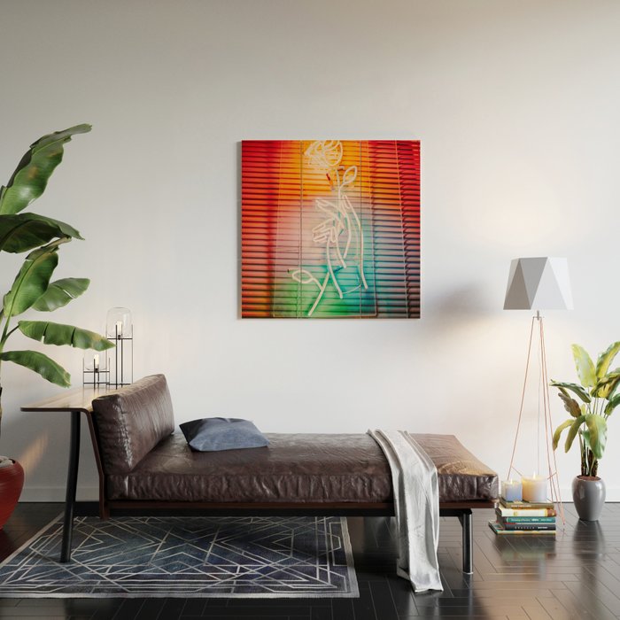NEON ROSE Wood Wall Art Gallery Image 2