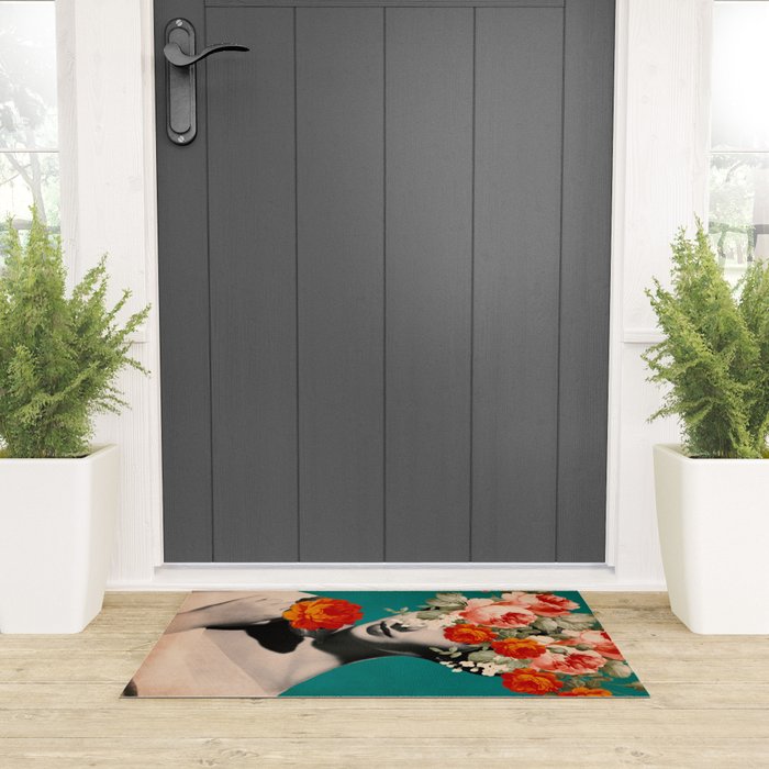 WOMAN WITH FLOWERS Welcome Mat Gallery Image 3