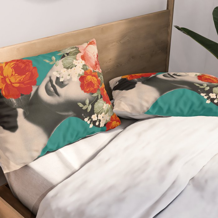 WOMAN WITH FLOWERS Pillow Sham Gallery Image 2