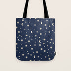 Moon Stars Pattern - Dark Blue Tote Bag Gallery Image 1