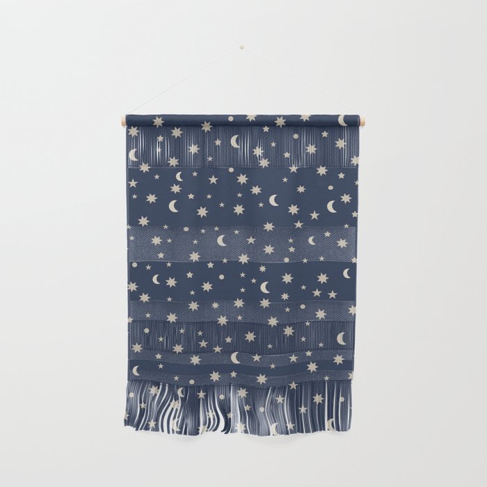 Moon Stars Pattern - Dark Blue Wall Hanging Gallery Image 1