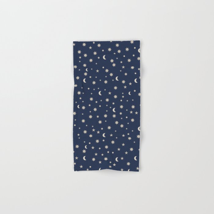 Moon Stars Pattern - Dark Blue Bath Towel Gallery Image 1