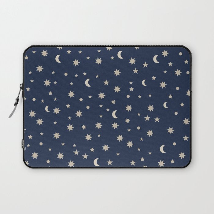 Moon Stars Pattern - Dark Blue Laptop Sleeve Gallery Image 1